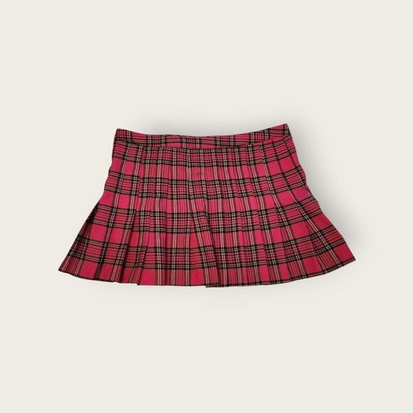 Vintage Y2k Street Code pink plaid pleated punk grunge micro mini skirt - Picture 2 of 4